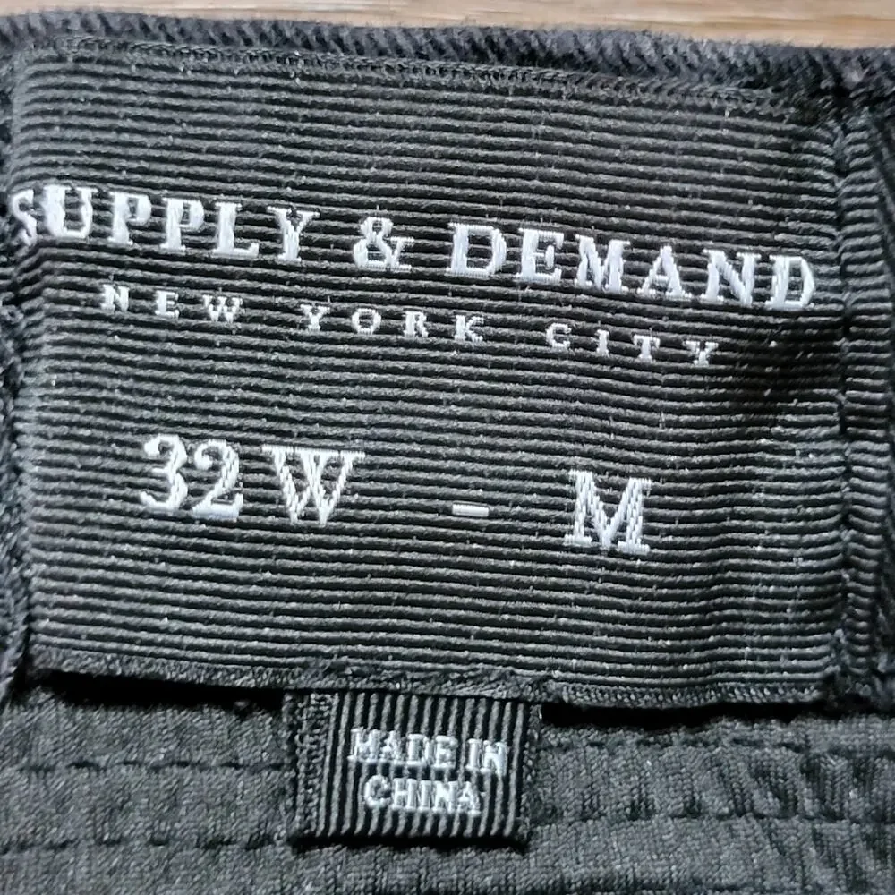 Supply & Demand NYC Black Punk Denim Jeans w/ Side Stripes - Size 32W - M